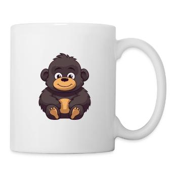 Gorilla Cute Happy Kawaii Cartoon Clipart Animal - Mug - white - Right