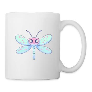 Dragonfly Cute Happy Kawaii Cartoon Clipart Animal - Mug - white - Right