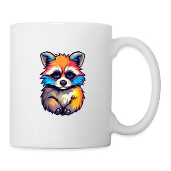 Waschbär Niedliches Happy Kawaii Cartoon Clipart Tier - Tasse - Weiß - Rechts