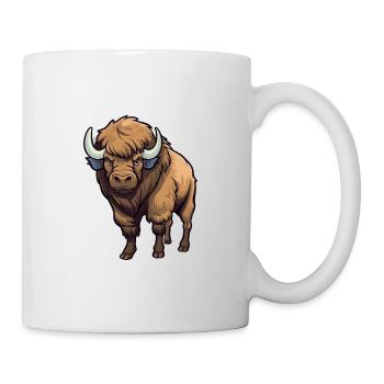 Bison Cute Happy Kawaii Cartoon Clipart Animal - Mug - white - Right