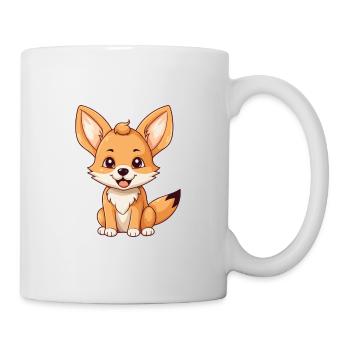 Kojote süßes glückliches Kawaii Cartoon Clipart Tier - Tasse - Weiß - Rechts