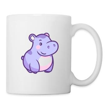 Hippopotame mignon heureux kawaii dessin animé Clipart Animal - Mug blanc - blanc - Droite