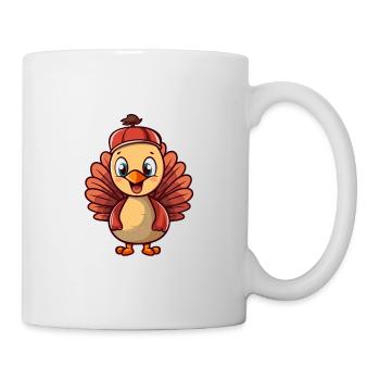 Turquie Mignon Happy Kawaii Cartoon Clipart Animal - Mug blanc - blanc - Droite