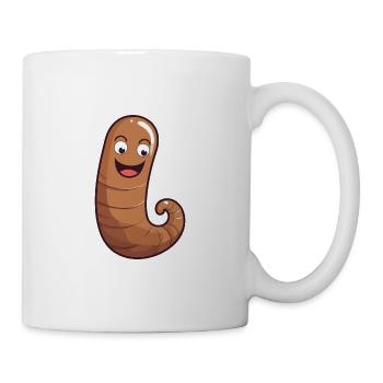 Ver de terre mignon heureux kawaii dessin animé Clipart Animal - Mug blanc - blanc - Droite
