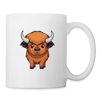 Bison Niedlich Glücklich Kawaii Cartoon Clipart Tier - Tasse - Weiß - Rechts