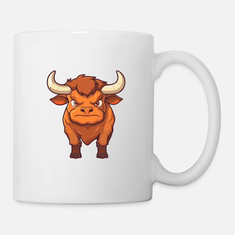 Taureau mignon heureux kawaii dessin animé Clipart Animal - Mug blanc - blanc