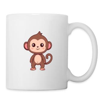 Baboon Cute Happy Kawaii Cartoon Clipart Animal - Mug - white - Right