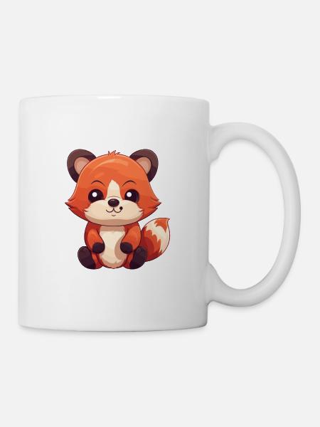 Panda roux mignon heureux kawaii dessin animé Clipart Animal - Mug blanc - blanc
