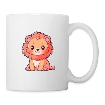 Lion mignon heureux kawaii dessin animé Clipart Animal - Mug blanc - blanc - Droite