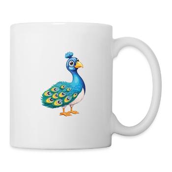 Pfau Niedlich Glücklich Kawaii Cartoon Clipart Tier - Tasse - Weiß - Rechts