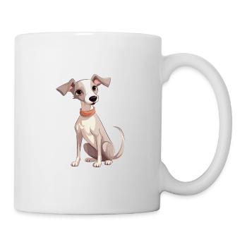 Whippet Chien Mignon Heureux Kawaii Cartoon Clipart Anim - Mug blanc - blanc - Droite