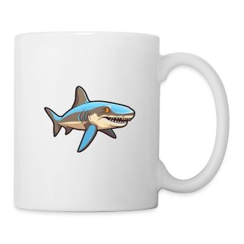 Requin mignon heureux kawaii dessin animé Clipart Animal - Mug blanc - blanc - Droite