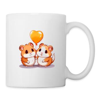 Hamster Kawaii Cartoon Haustier spielt mit Luftballons - Tasse - Weiß - Rechts