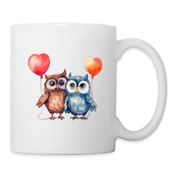 Owls Kawaii Cartoon Pet Playing With Balloons - Mug - white - Right