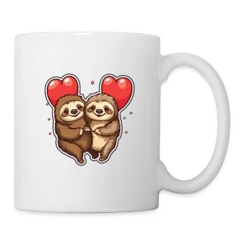 Faultier Kawaii Cartoon Haustier spielt mit Luftballons - Tasse - Weiß - Rechts