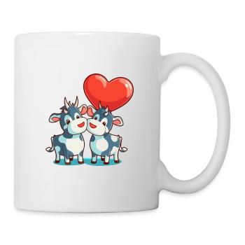 Cow Kawaii Cartoon Pet Playing With Balloons - Mug - white - Right