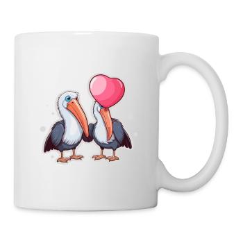 Pelicans Kawaii Cartoon Haustier spielt mit Luftballons - Tasse - Weiß - Rechts
