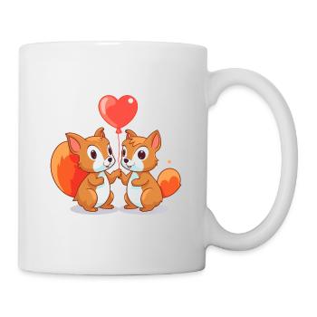 Squirrels Kawaii Cartoon Pet Playing With Balloons - Mug - white - Right