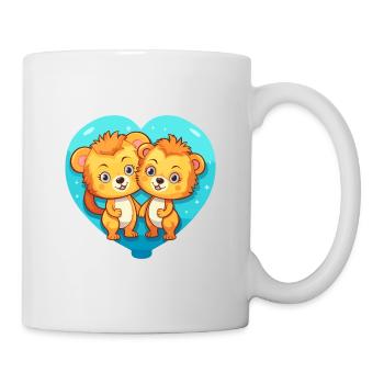 Lions Kawaii Cartoon Pet Jouant Avec Des Ballons - Mug blanc - blanc - Droite
