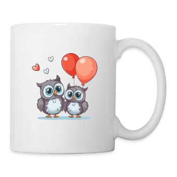 Owls Kawaii Cartoon Pet Playing With Balloons - Mug - white - Right