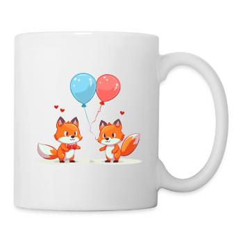 Fox Kawaii Cartoon Pet Playing With Balloons - Mug - white - Right