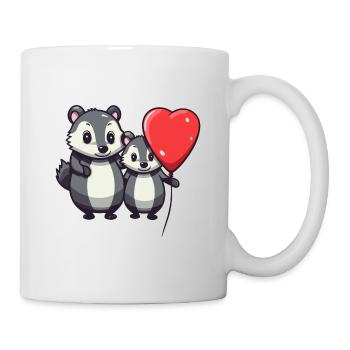 Dachse Kawaii Cartoon Haustier spielt mit Luftballons - Tasse - Weiß - Rechts
