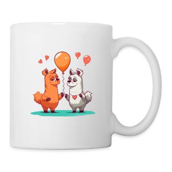 Llamas Kawaii Cartoon Pet Playing With Balloons - Mug - white - Right