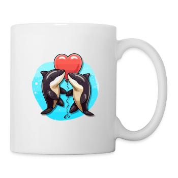 Orcas Kawaii Cartoon Pet Playing With Balloons - Mug - white - Right
