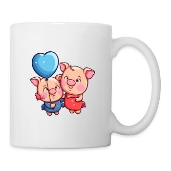 Cochon Kawaii Cartoon Pet jouant avec des ballons - Mug blanc - blanc - Droite