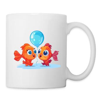 Fish Kawaii Cartoon Pet Playing With Balloons - Mug - white - Right