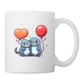 Seals Kawaii Cartoon Pet Playing With Balloons - Mug - white - Right