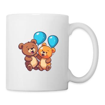 Ours kawaii dessin animé animal de compagnie jouant avec des ballons - Mug blanc - blanc - Droite