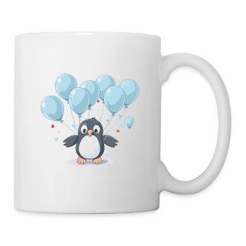 Penguin Kawaii Cartoon Pet Playing With Balloons - Mug - white - Right