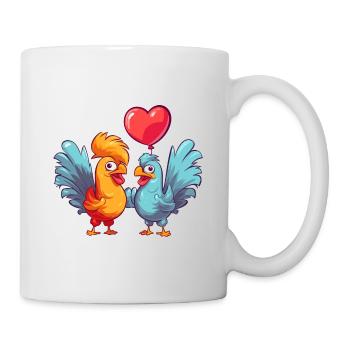 Hähne Kawaii Cartoon Haustier spielt mit Luftballons - Tasse - Weiß - Rechts