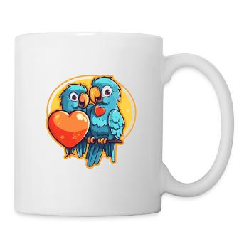 Parrots Kawaii Cartoon Pet Playing With Balloons - Mug - white - Right