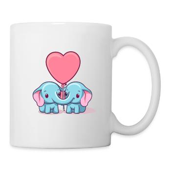 Elefanten Kawaii Cartoon Haustier spielt mit Luftballons - Tasse - Weiß - Rechts