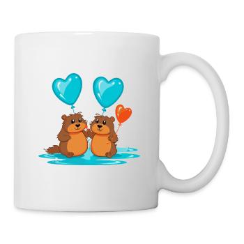 Beavers Kawaii Cartoon Pet Playing With Balloons - Mug - white - Right