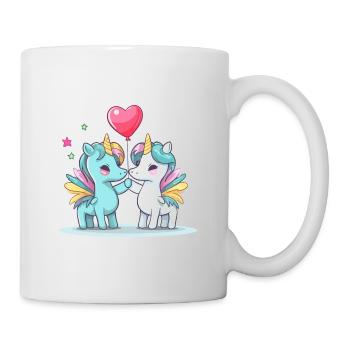 Licornes Kawaii Cartoon Pet Jouant Avec Des Ballons - Mug blanc - blanc - Droite