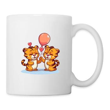 Tigers Kawaii Cartoon Pet Playing With Balloons - Mug - white - Right