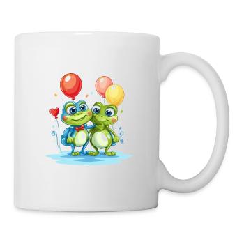 Frösche Kawaii Cartoon Haustier spielt mit Luftballons - Tasse - Weiß - Rechts