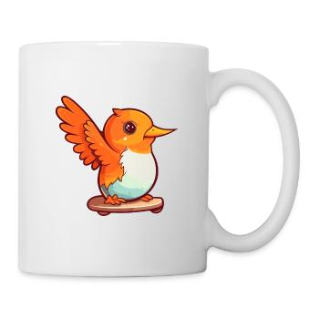 Lustiger Kolibri Cartoon Haustier spielt Skateboard - Tasse - Weiß - Rechts