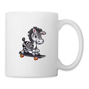 Funny Zebra Kawaii Cartoon Pet Playing Skateboard - Mug - white - Right