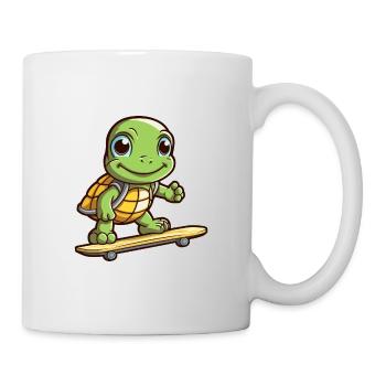 Funny Turtle Kawaii Cartoon Pet Playing Skateboard - Mug - white - Right