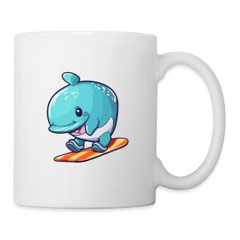 Drôle Baleine Kawaii Cartoon Pet Jouant Skateboard - Mug blanc - blanc - Droite