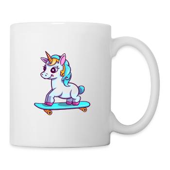Funny Unicorn Kawaii Cartoon Playing Skateboard - Mug - white - Right