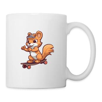 Funny Squirrel Kawaii Cartoon Playing Skateboard - Mug - white - Right