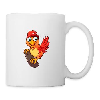 Funny Rooster Kawaii Cartoon Playing Skateboard - Mug - white - Right