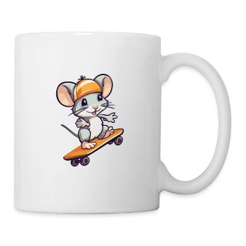 Funny Rat Kawaii Cartoon Pet Playing Skateboard - Mug - white - Right