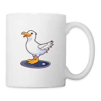 Funny Seagull Kawaii Cartoon Playing Skateboard - Mug - white - Right