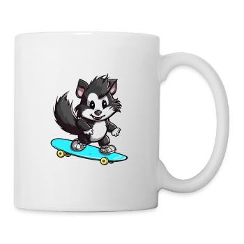 Drôle Skunk Kawaii Cartoon Pet Jouant Skateboard - Mug blanc - blanc - Droite